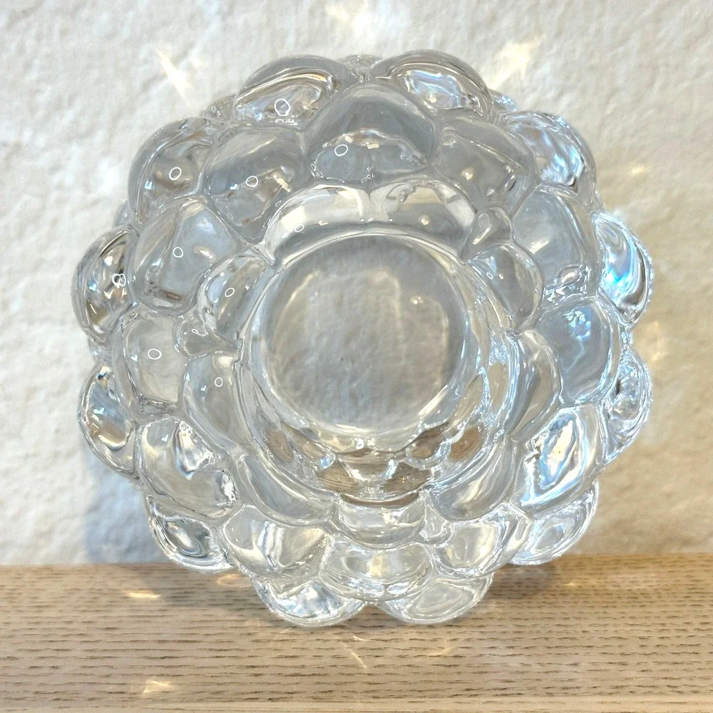 Orrefors Raspberry Art Glass Votive Candle Holder Tealight Bubble Texture Modern